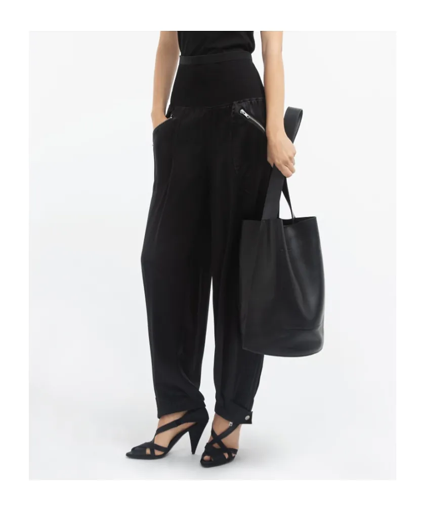 Ribbed Jogger In Silk Charmeuse