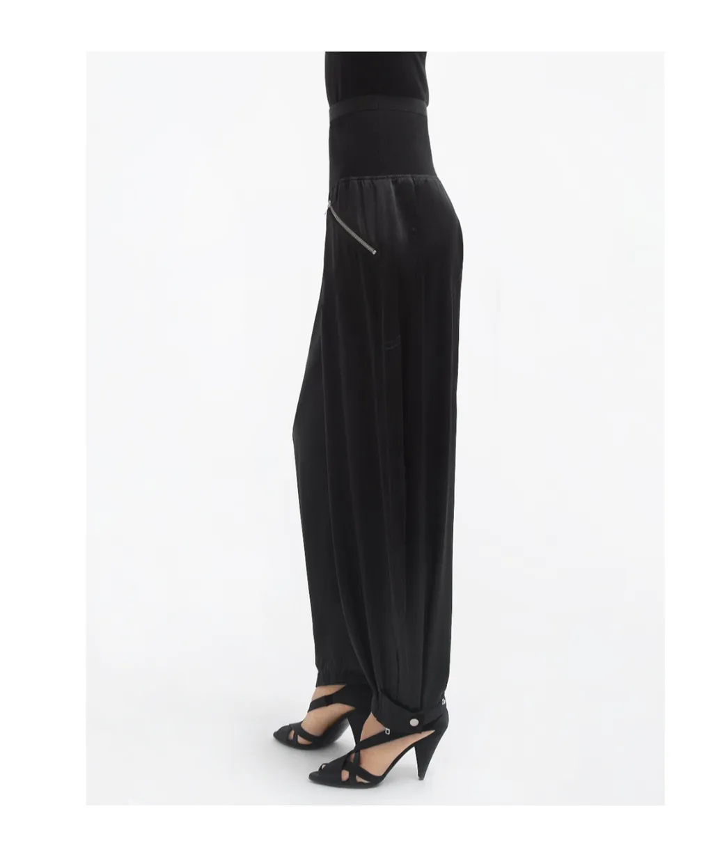 Ribbed Jogger In Silk Charmeuse