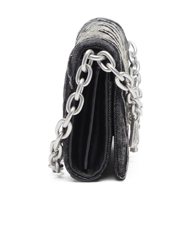 Diesel Charm-D Embellished Strap Denim Wallet