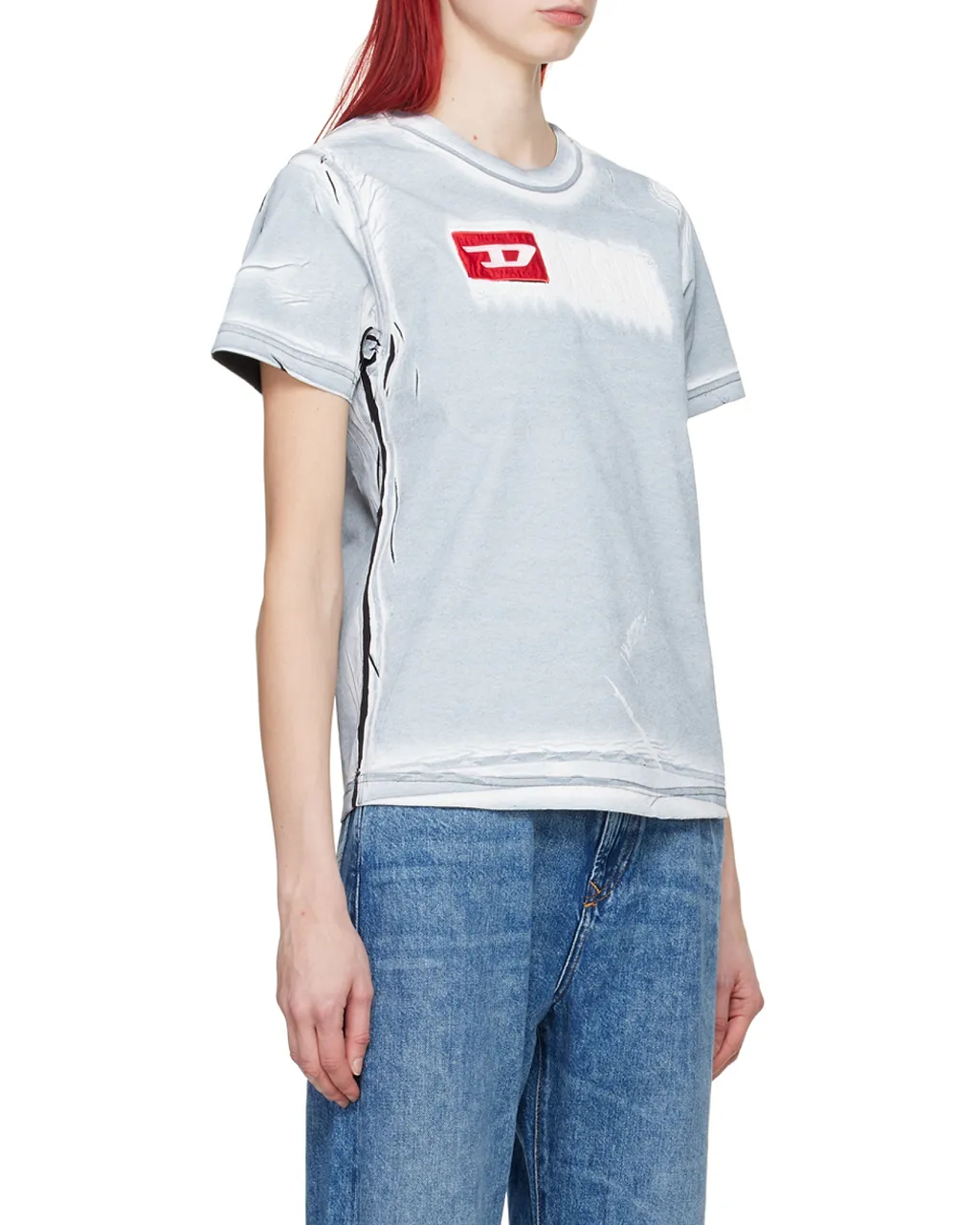 Diesel Creased-Paint Crewneck T-Shirt