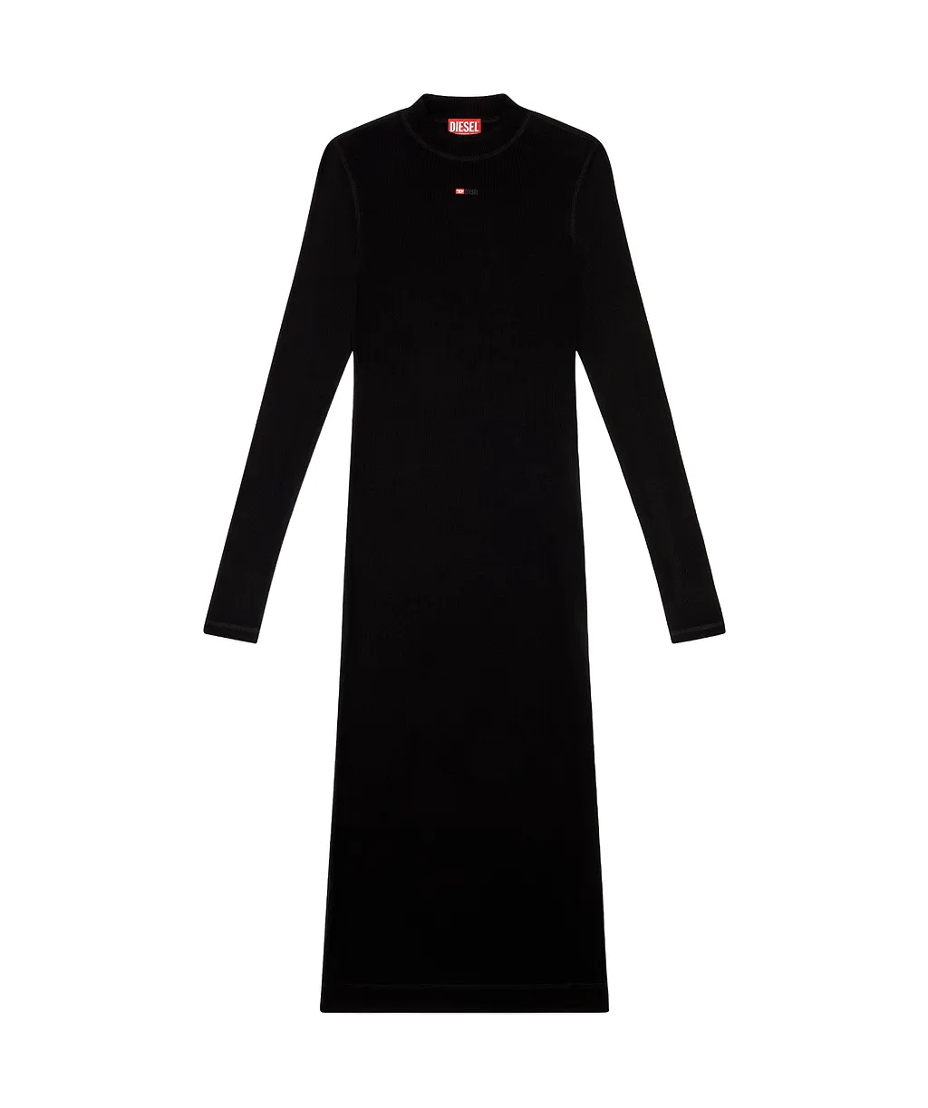 Diesel D-Mokky-Ls-Microdiv Mock-Neck Midi Dress