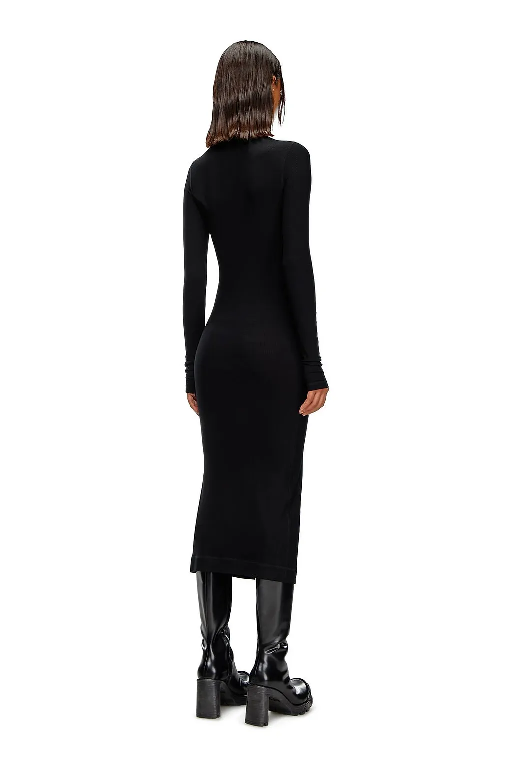 Diesel D-Mokky-Ls-Microdiv Mock-Neck Midi Dress