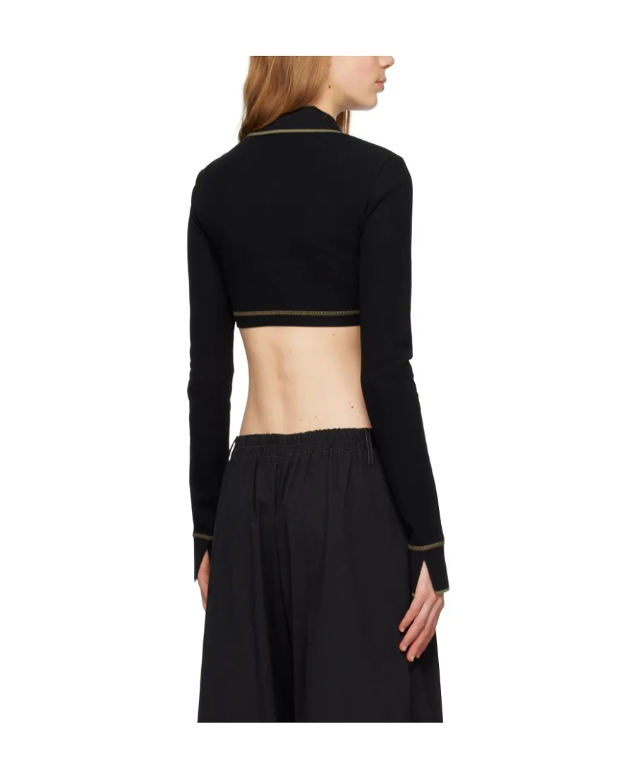 Polo-Collar Cotton Crop Top