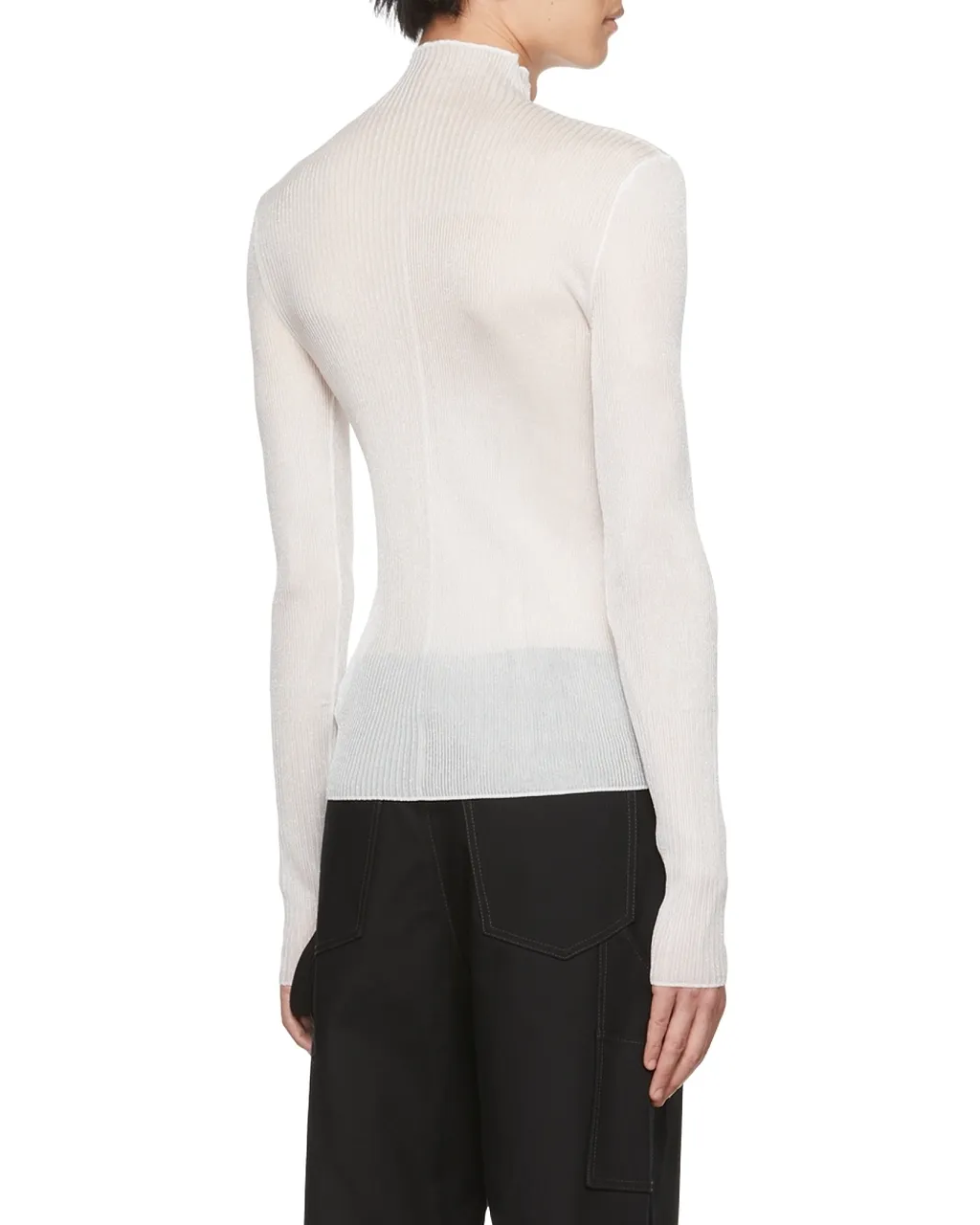 Ribbed-Knit Sheer Top