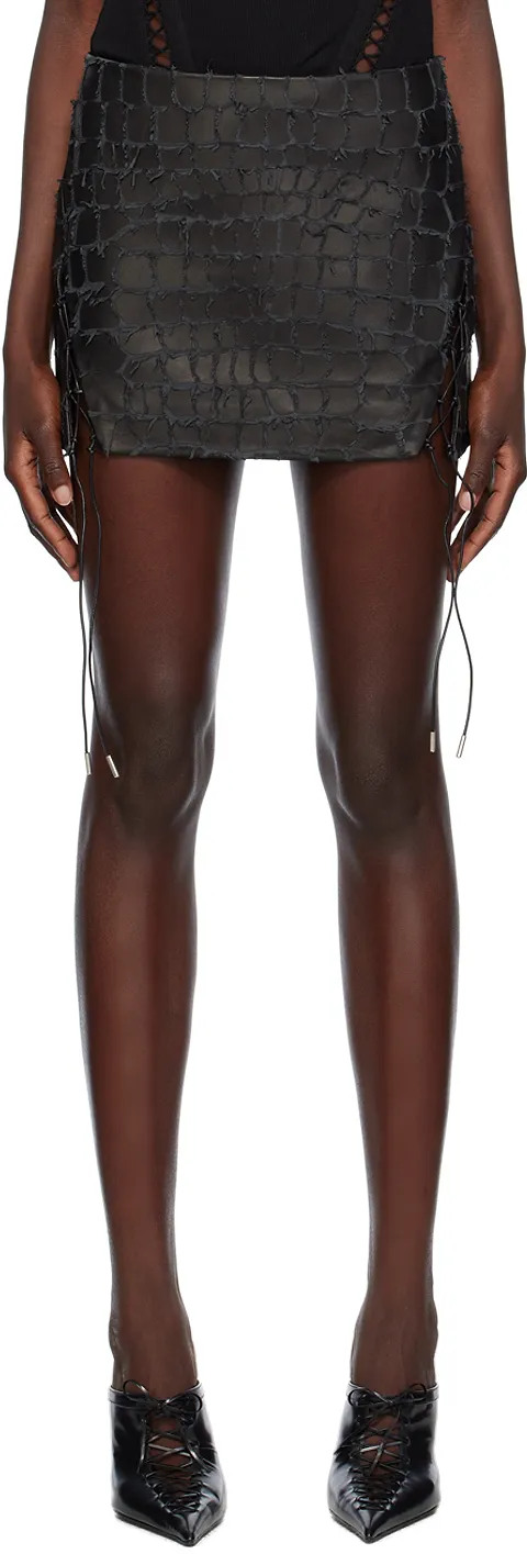 Snakeskin-Effect Leather Skirt