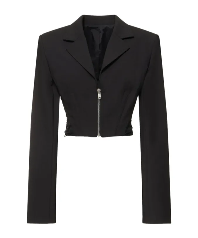Wool Blend Interwoven Casual Jacket