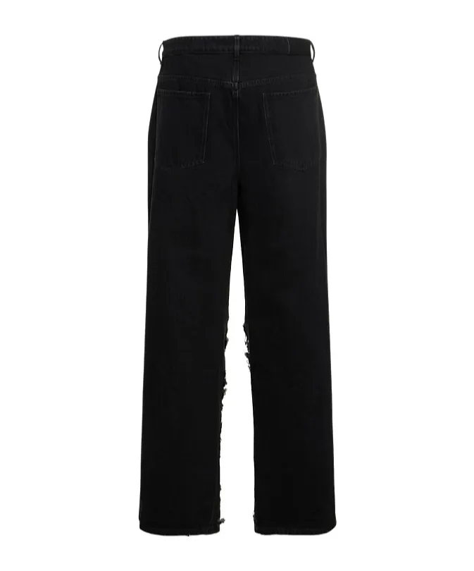 Vintage-Style Distressed Denim Trousers