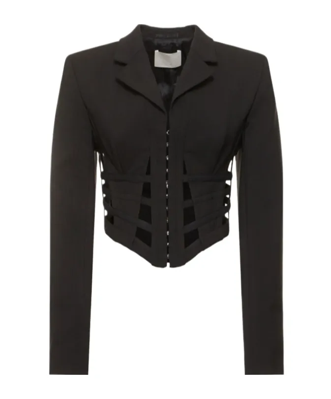 Wool Blend Corset Cut Out Blazer