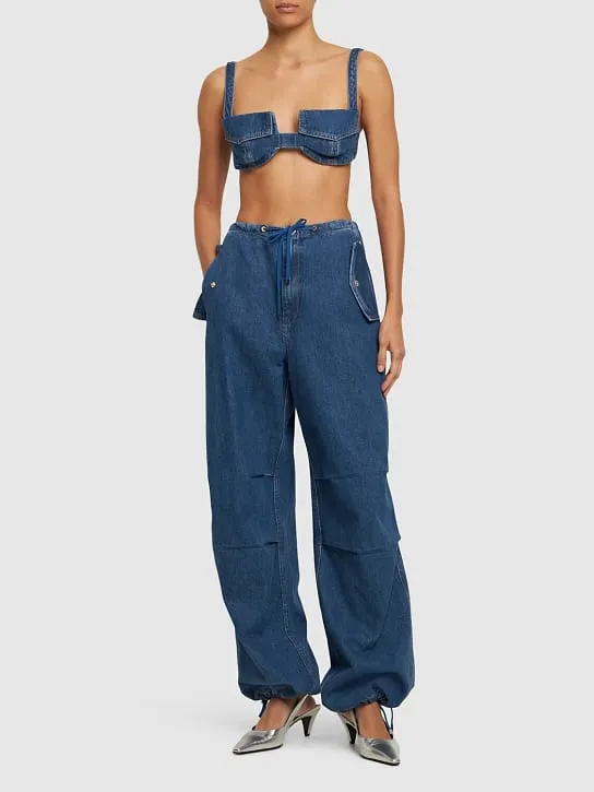 Wide-Leg Denim Trousers