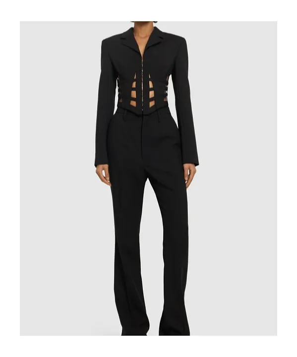 Wool Blend Corset Cut Out Blazer