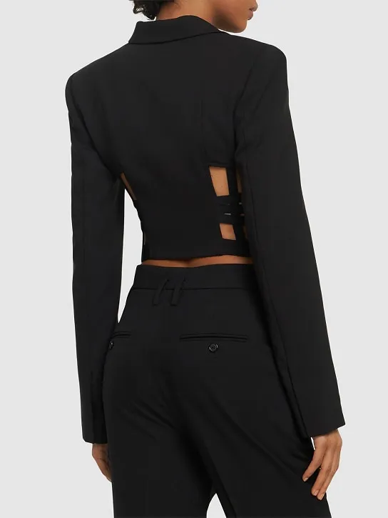 Wool Blend Corset Cut Out Blazer