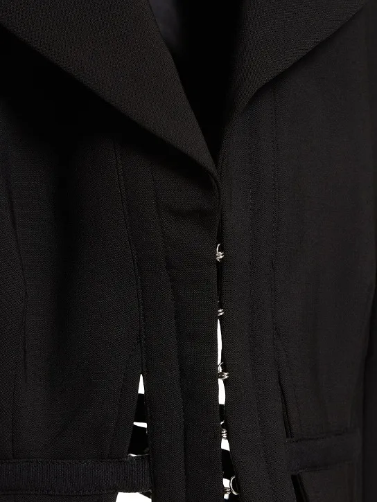Wool Blend Corset Cut Out Blazer