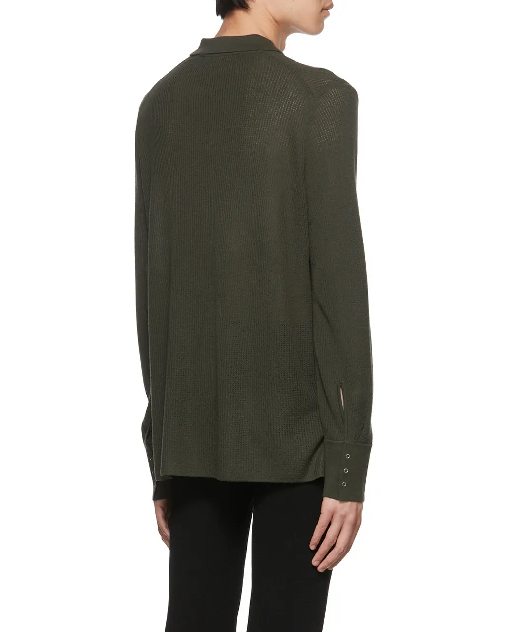 Wool-Blend Rib Pointelle Shirt