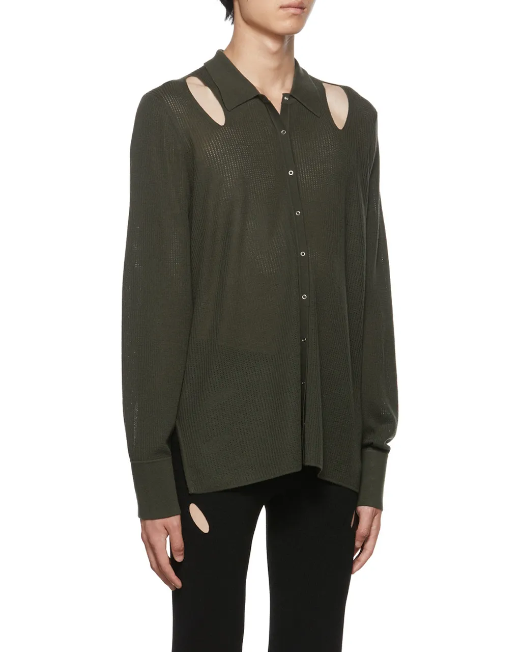 Wool-Blend Rib Pointelle Shirt