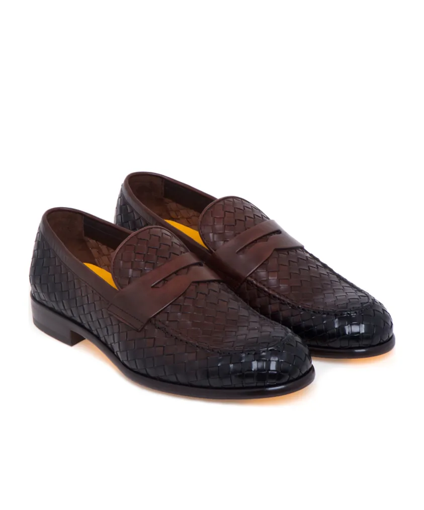 Doucal's Round Toe Woven Loafers