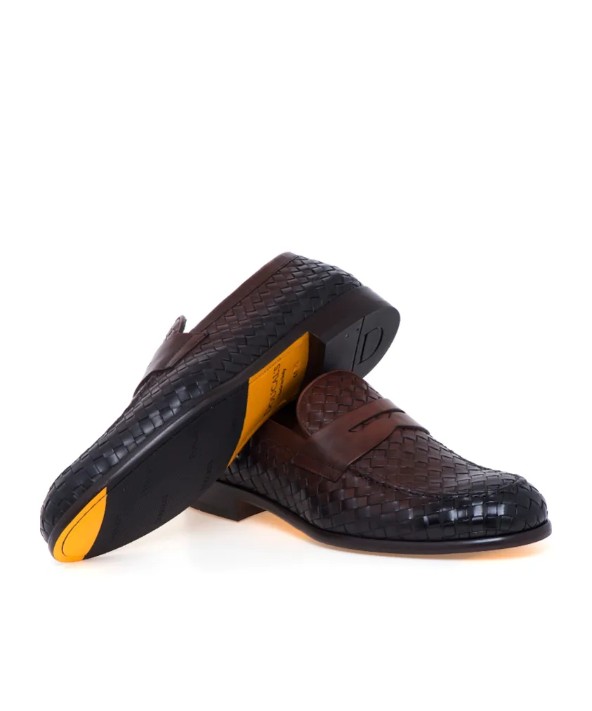 Doucal's Round Toe Woven Loafers