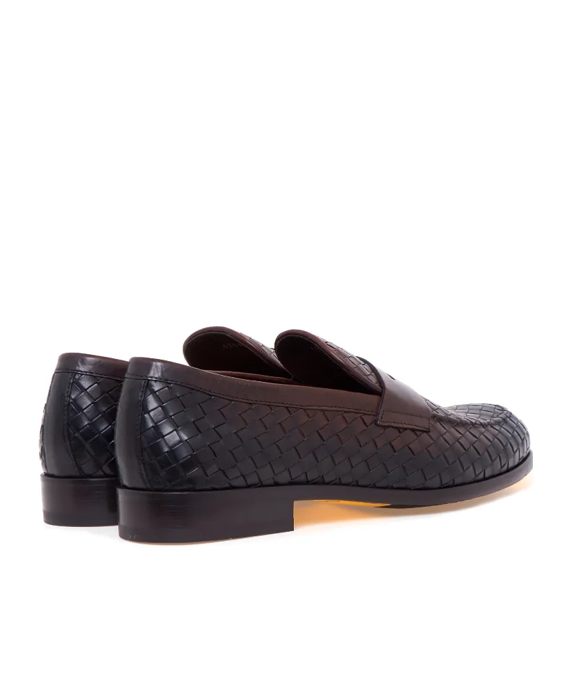 Doucal's Round Toe Woven Loafers