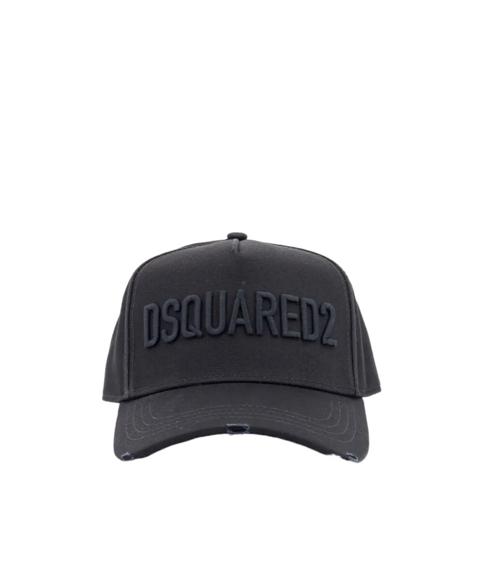 Dsquared2 Logo-Embroidered Curved Peak Distressed Baseball Cap
