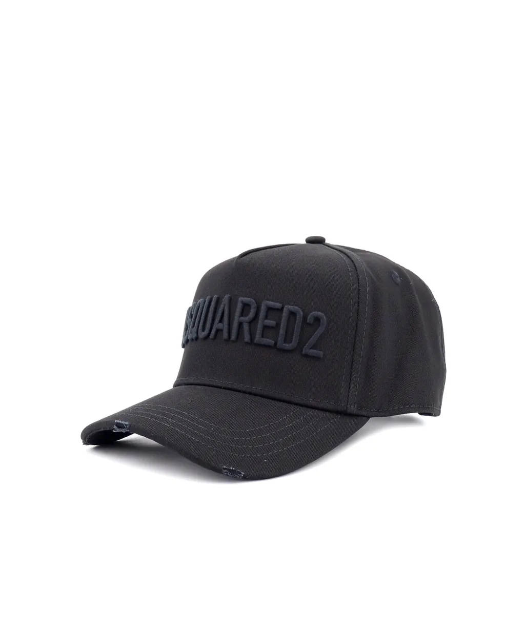Dsquared2 Logo-Embroidered Curved Peak Distressed Baseball Cap
