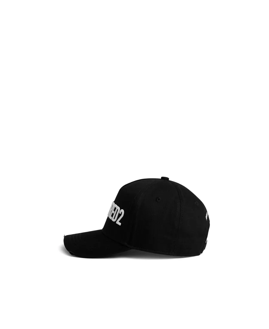 Dsquared2 Logo-Embroidered Curved Peak Distressed Baseball Cap
