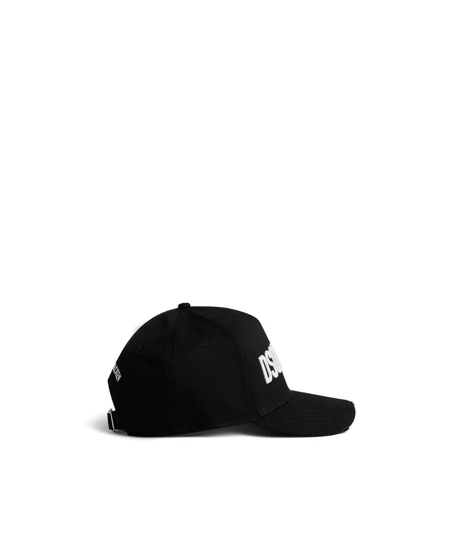 Dsquared2 Logo-Embroidered Curved Peak Distressed Baseball Cap