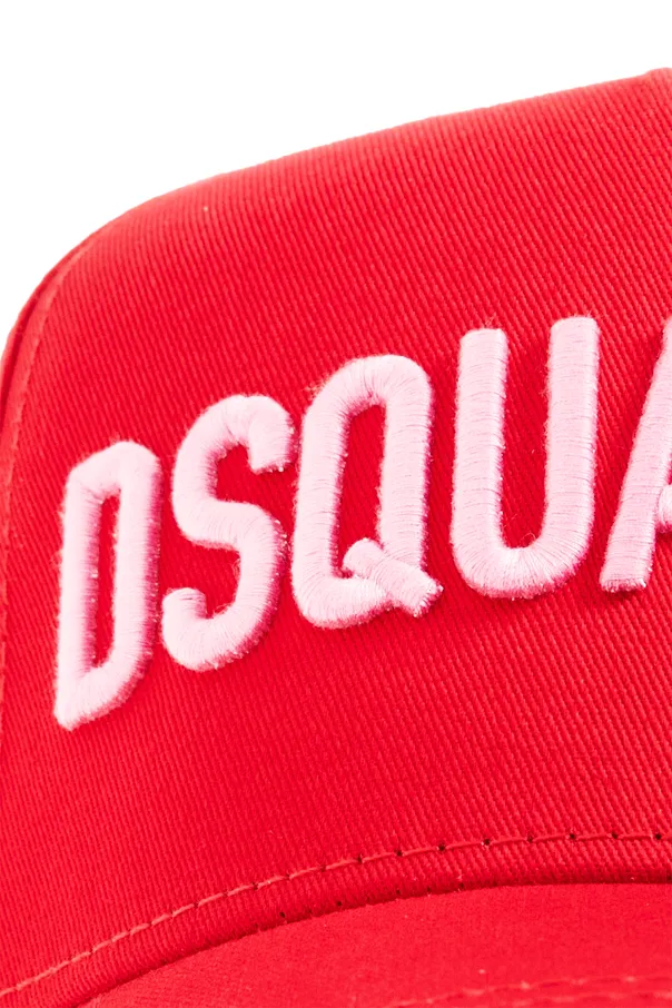 Dsquared2 Logo-Embroidered Curved Peak Distressed Baseball Cap