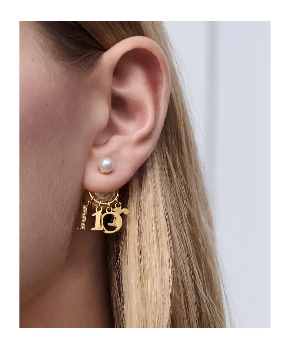 Dior Logo Charm Stud Earrings