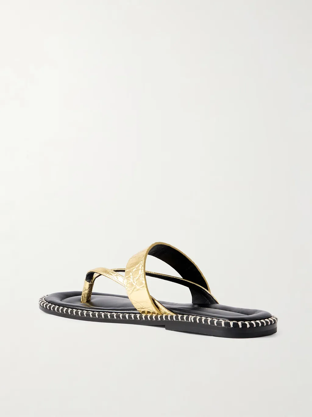 Dries Van Noten Metallic Triple-Strap Flip-Flops