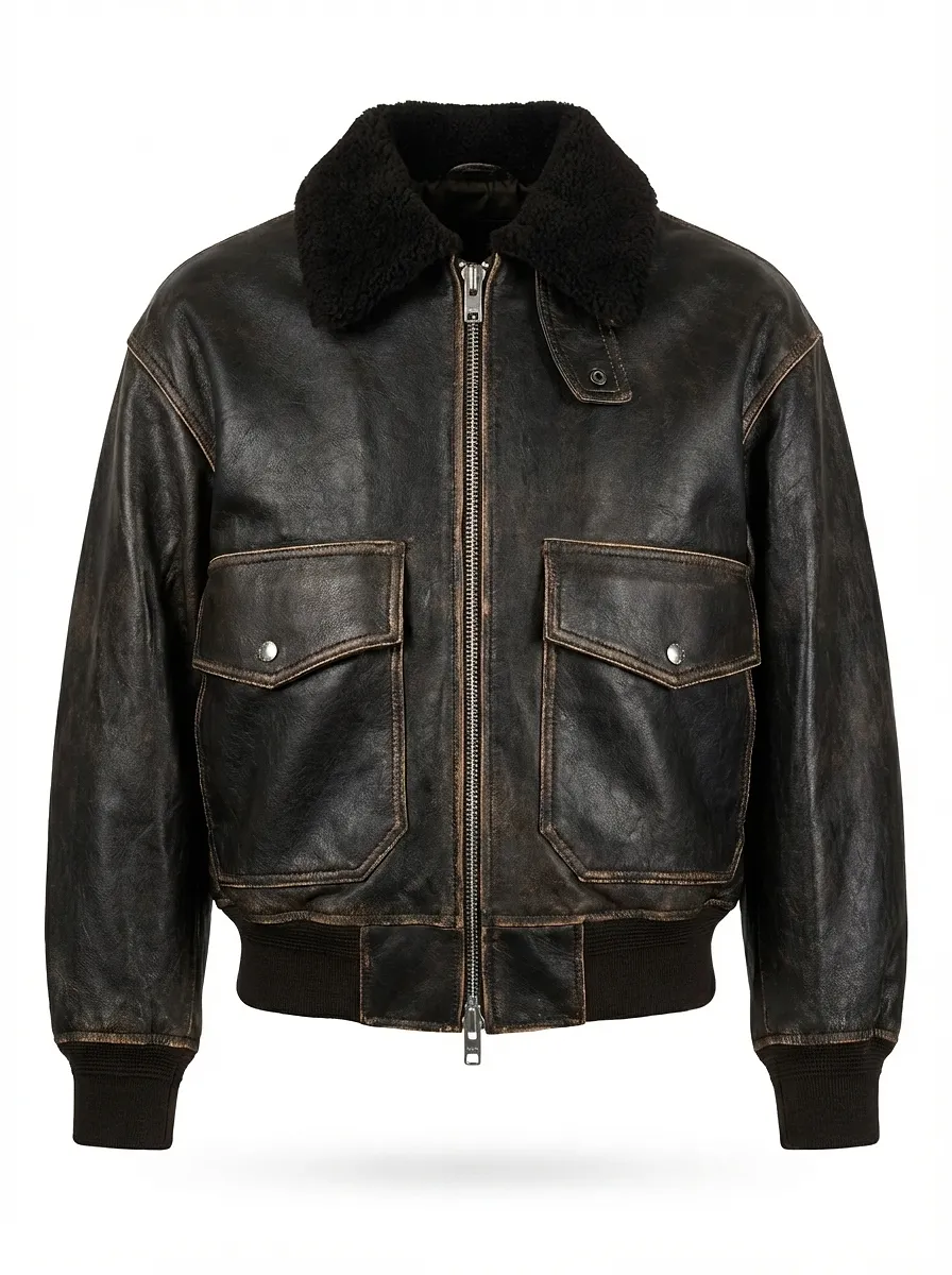 Dunst Shearling Collar Leather Jacket