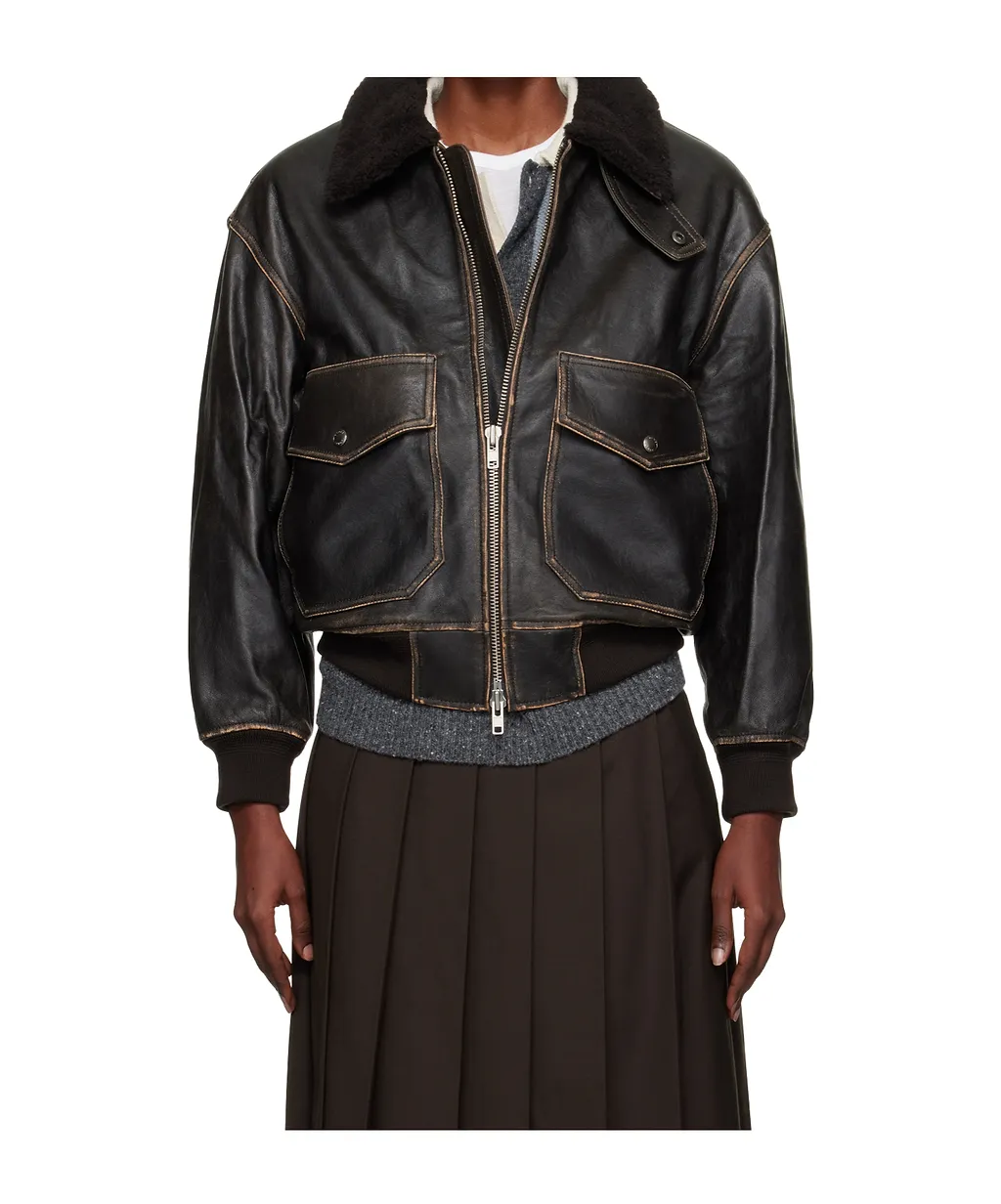 Dunst Shearling Collar Leather Jacket
