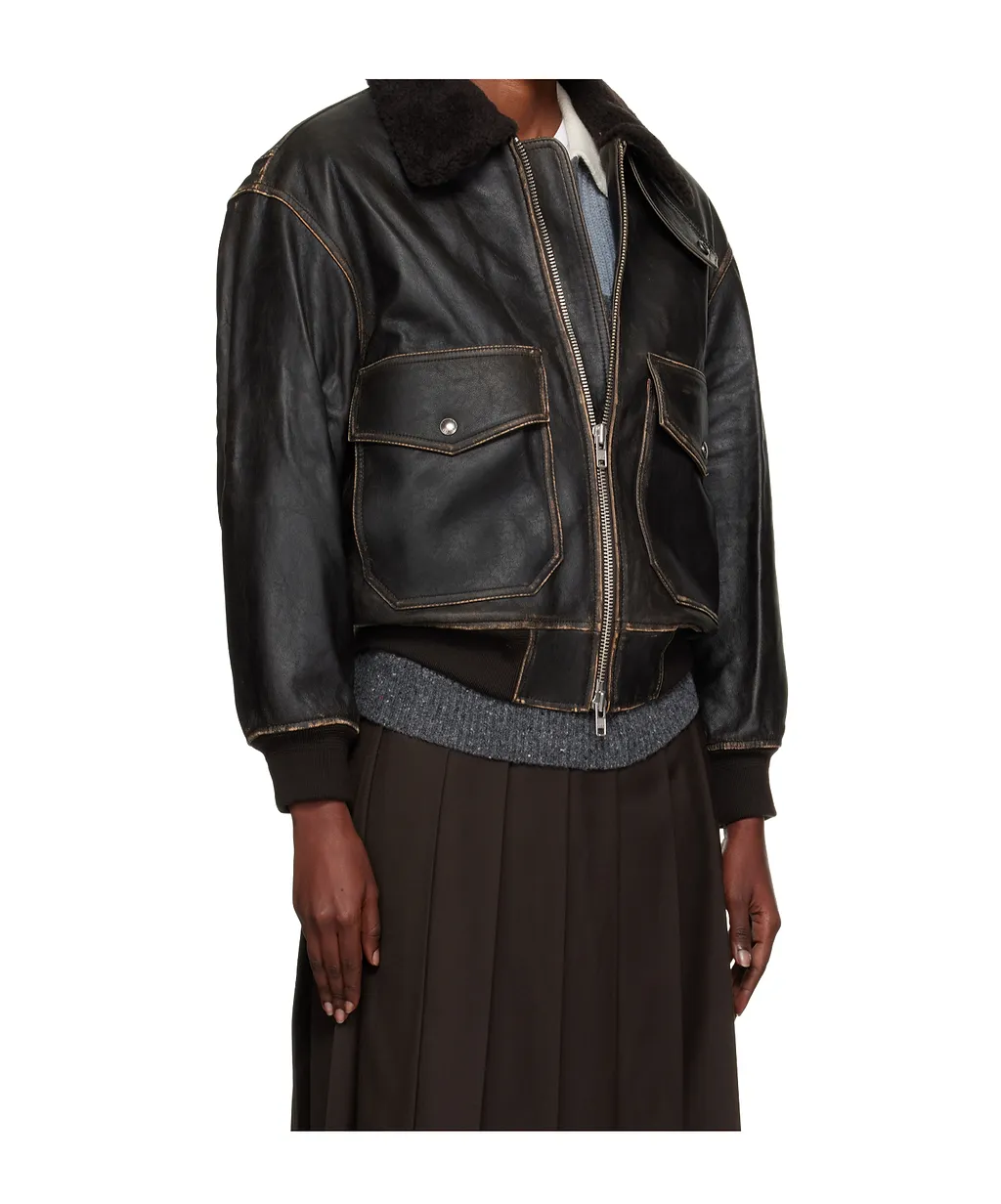 Dunst Shearling Collar Leather Jacket