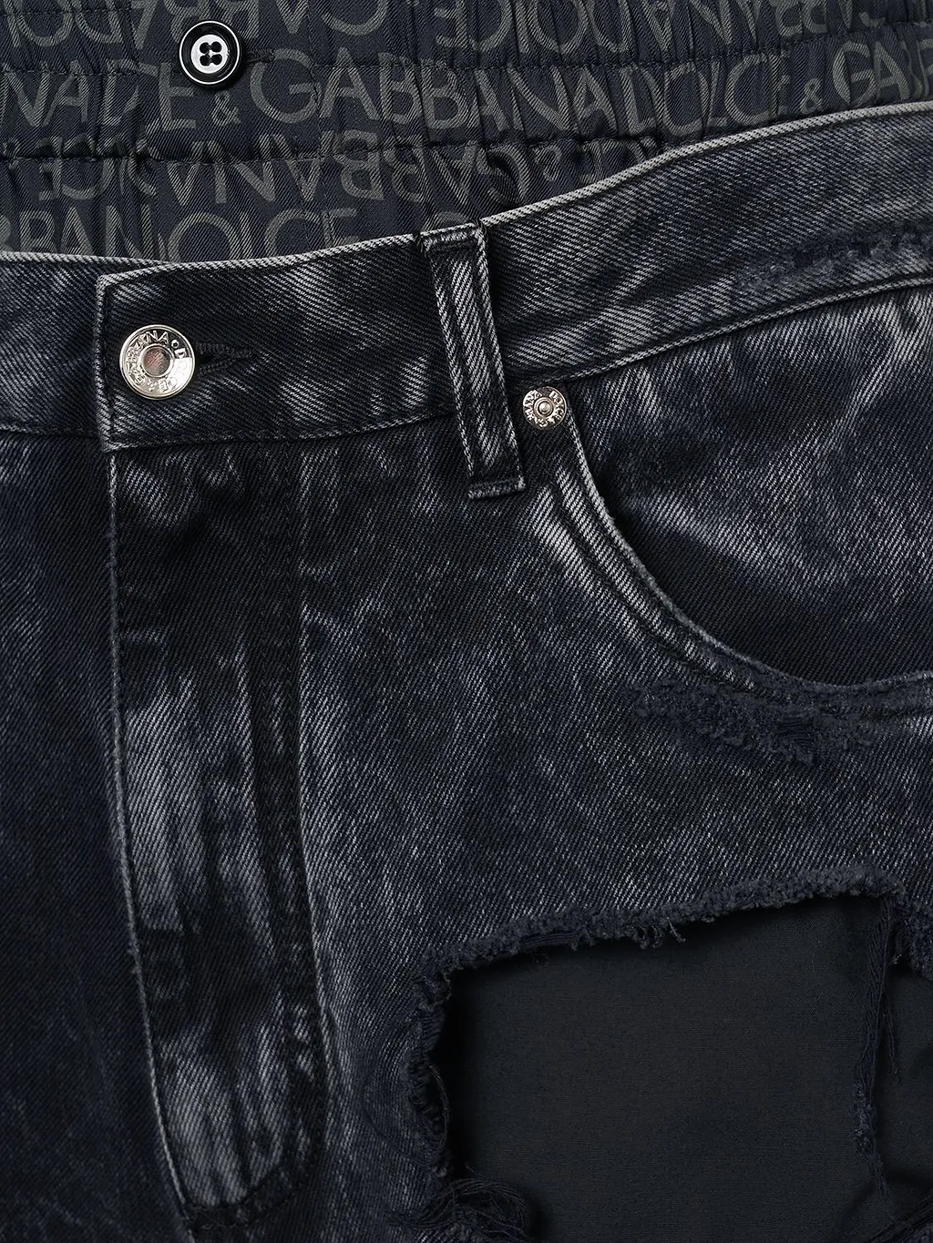 Dolce & Gabbana Fabricated Layered Denim Pants