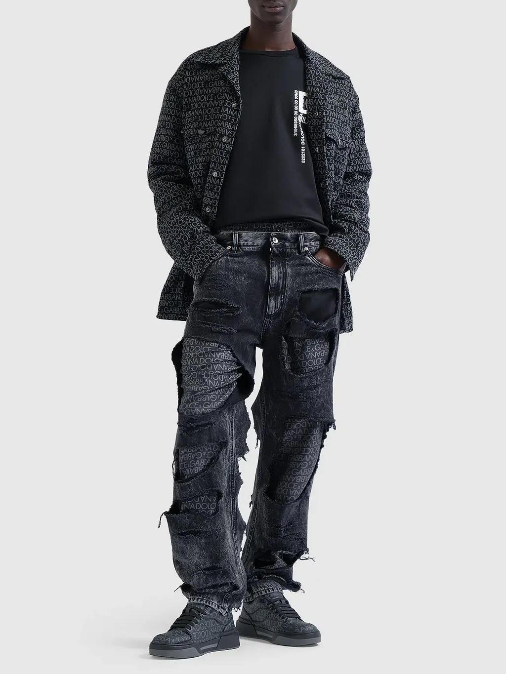 Dolce & Gabbana Fabricated Layered Denim Pants