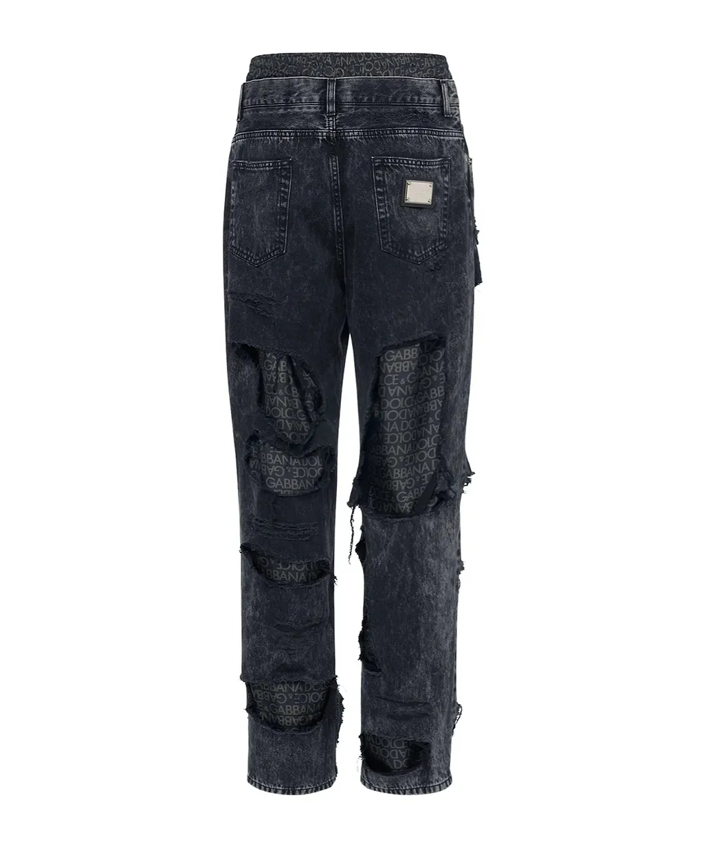 Dolce & Gabbana Fabricated Layered Denim Pants
