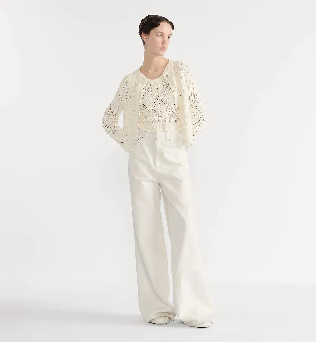 White Openwork Cotton Knit Set