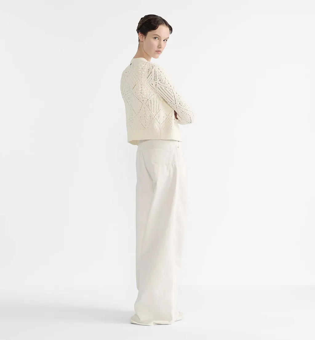 White Openwork Cotton Knit Set