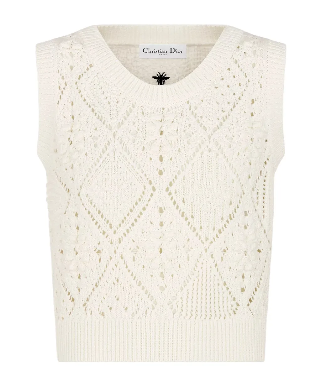White Openwork Cotton Knit Set