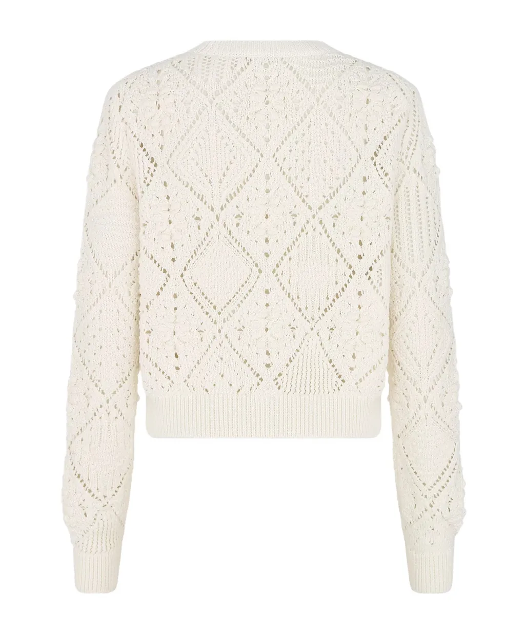 White Openwork Cotton Knit Set