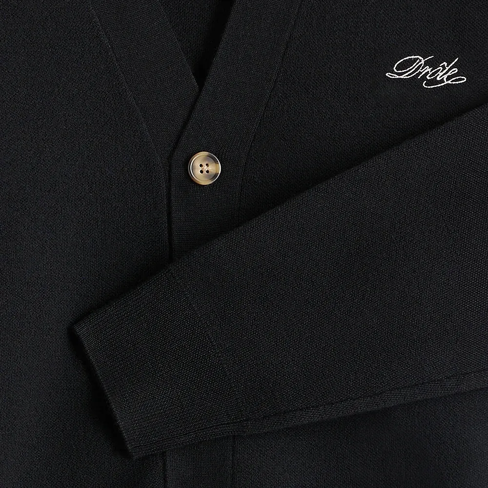 DrÔLe De Monsieur Logo Embroidered Knitted Cardigan