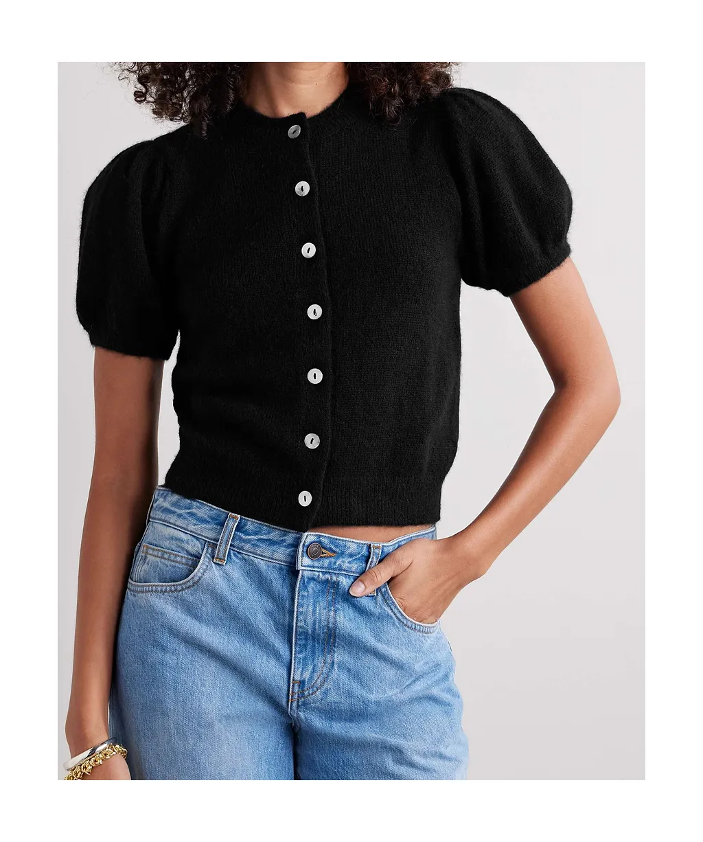 Puff-Sleeve Cardigan