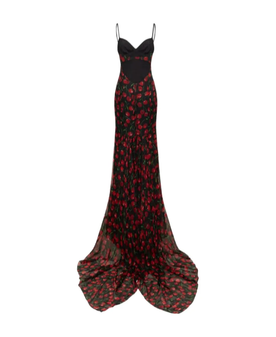 Cherry Print Long Dress