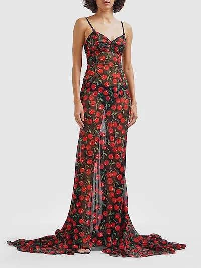 Cherry Print Long Dress