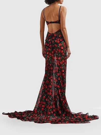 Cherry Print Long Dress
