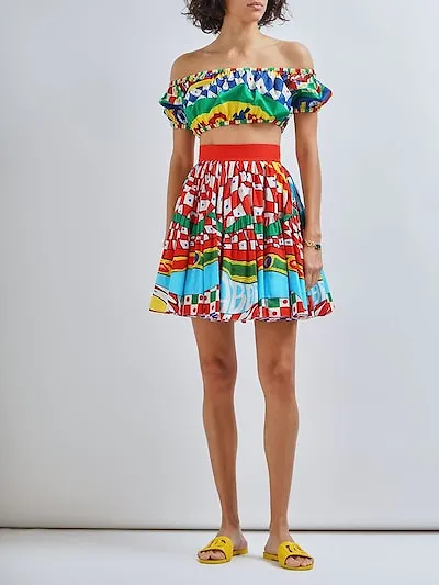 Carretto Printed Miniskirt