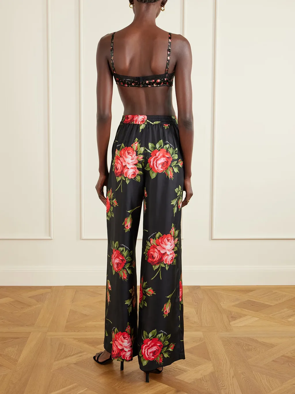 Floral-Print Lace Bra