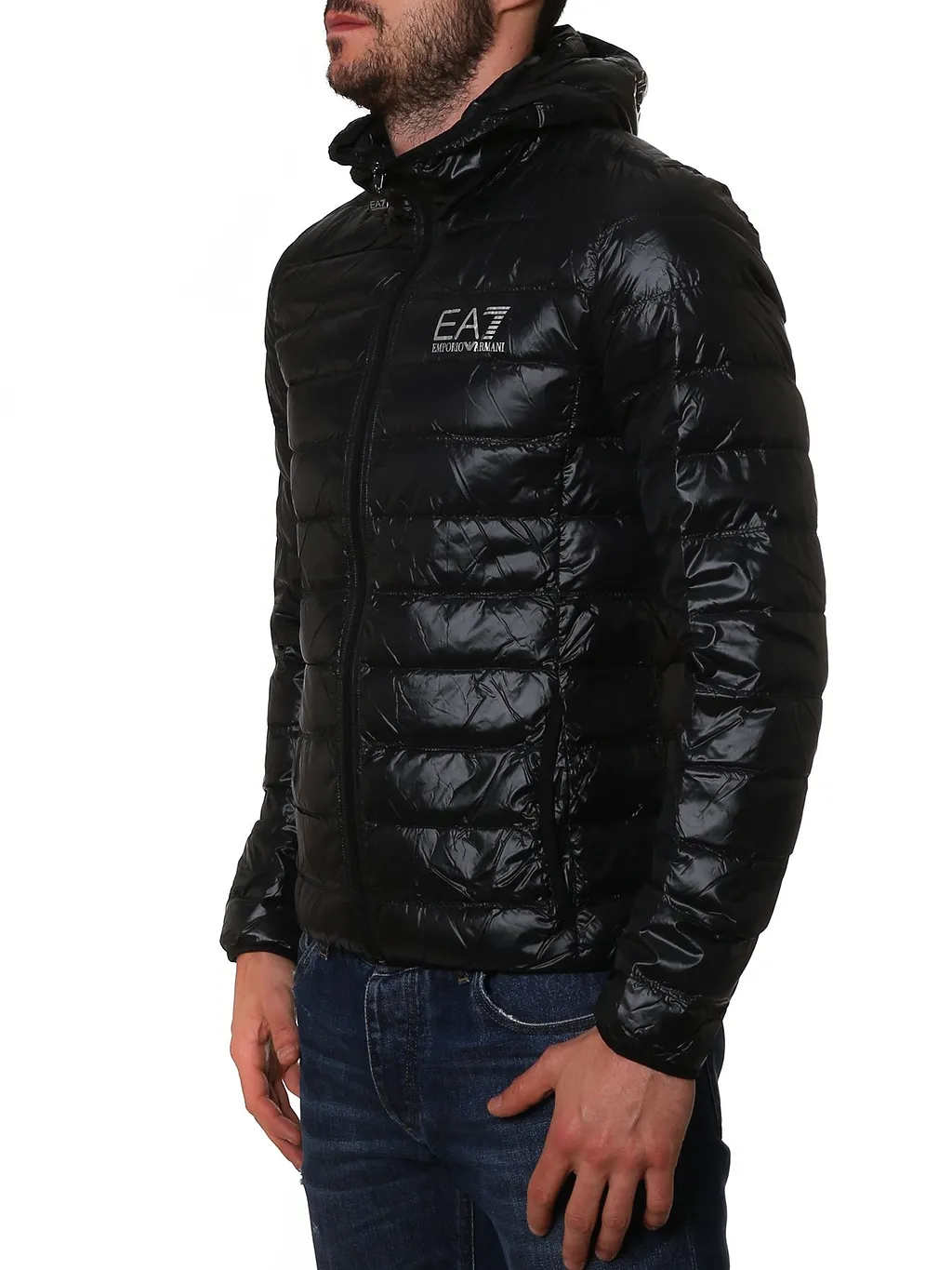 Ea7 Emporio Armani Logo Printed Quilted Down Jacket