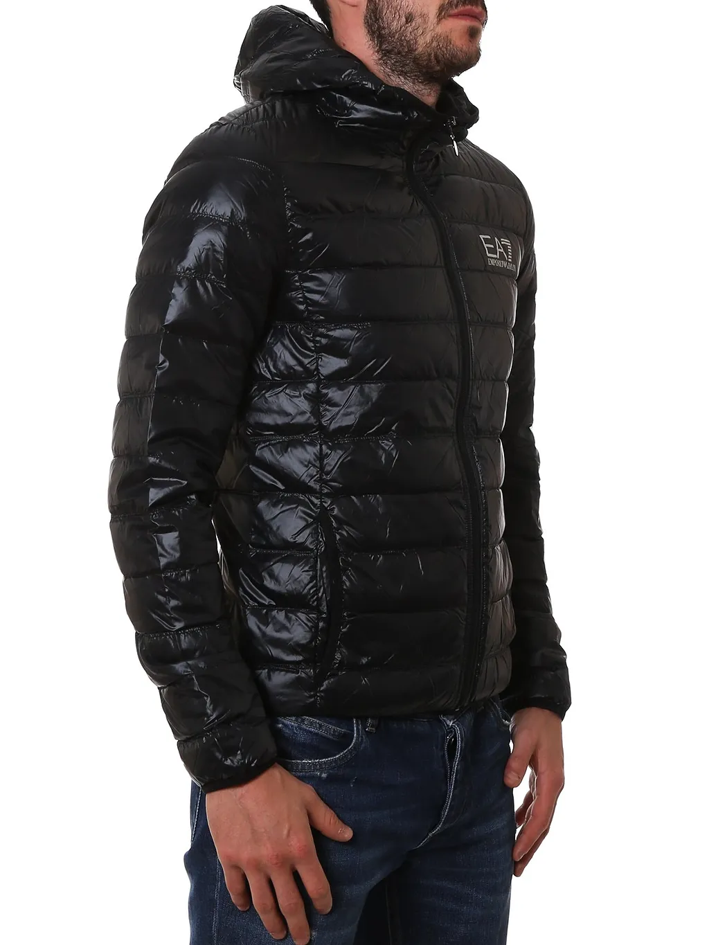 Ea7 Emporio Armani Logo Printed Quilted Down Jacket