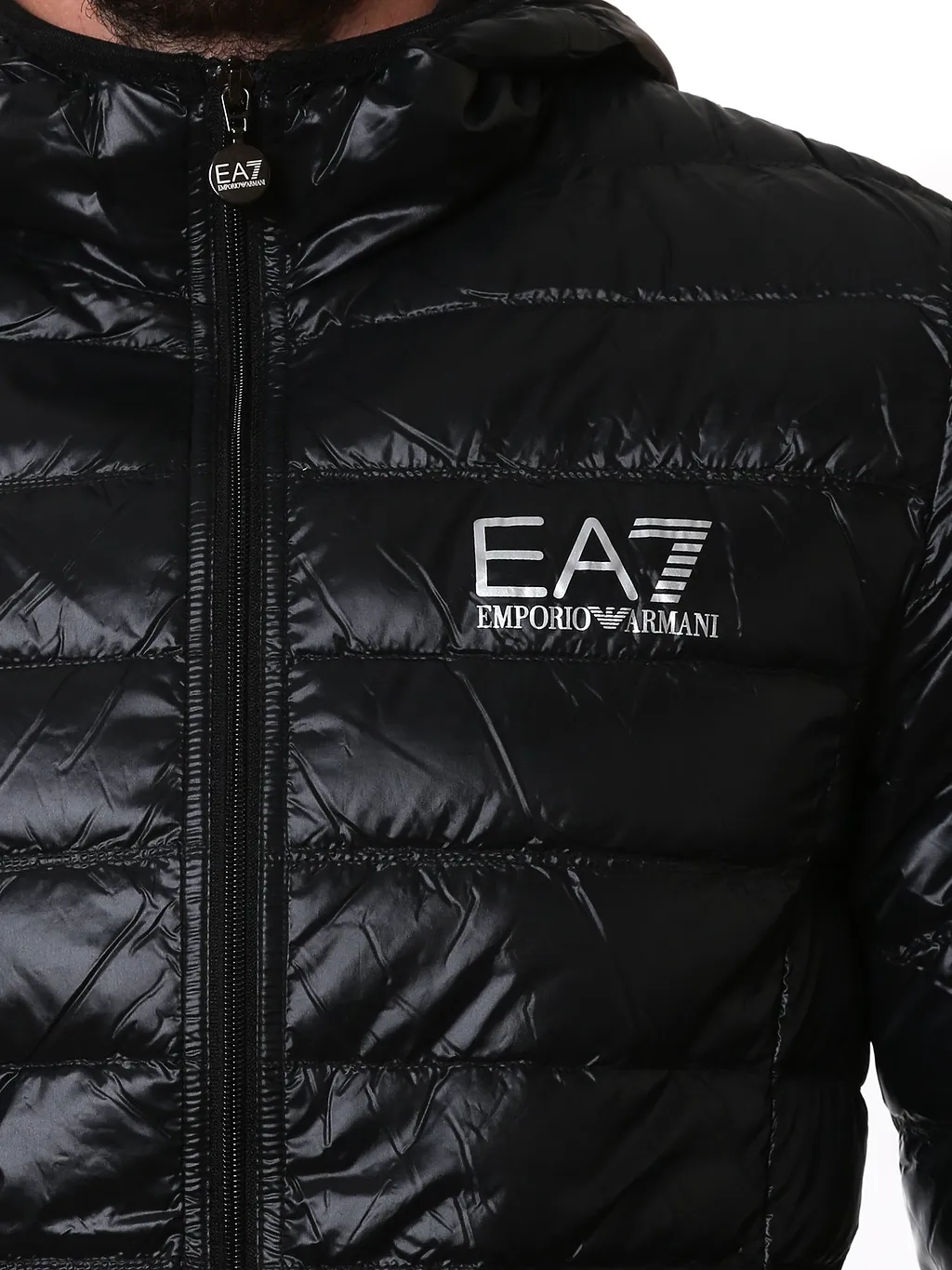 Ea7 Emporio Armani Logo Printed Quilted Down Jacket