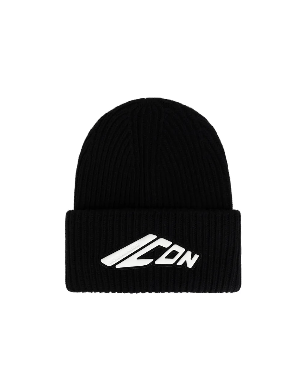 Dsquared2 Icon Appliqué Turn-Up Hem Knitted Beanie