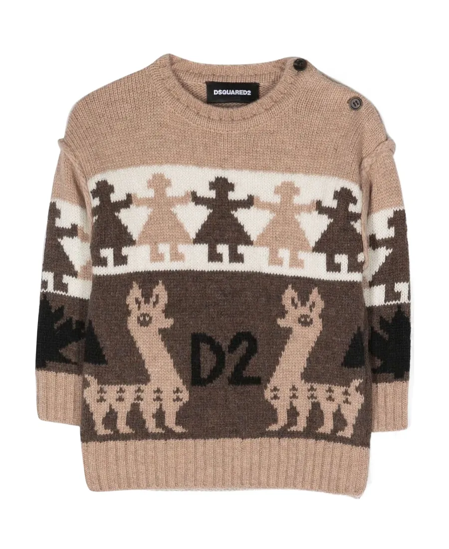Dsquared2 Kids Intarsia-Knit Crewneck Jumper